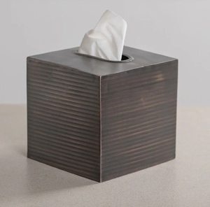 Boîtes à mouchoirs et porte-serviettes en métal brossé mat rayé gris vintage pour la cuisine et la salle à manger, marque YAW - Product Image 3