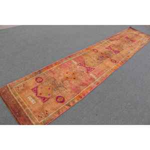 Alfombra Turca Vintage Herki Runner de 2.5x13.8 pies, Alfombra Persa Naranja de Lana - Product Image 2