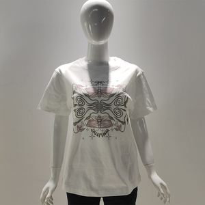 T-shirt blanc col rond pour femmes 100% coton DTG impression surdimensionné logo personnalisé t-shirt décontracté à manches courtes t-shirt pour les femmes - Product Image 1