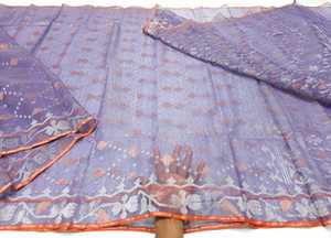 Nouveau design Trendy Dhakai Jamdani Sharee de qualité supérieure pour femmes TISSU JAMDANI Bleu ROUGE VERT Doré Bleu Ciel du Bangladesh - Product Image 3