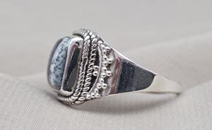 925 Sterling Silver Dendritic Agate <b>Ring</b> Square Black & White Agate Jewelry Handmade Boho <b>Statement</b> <b>Ring</b> Unique Gift for Her - Product Image 6