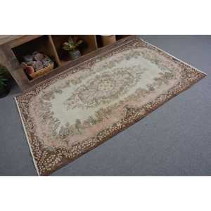 3,9x6,4 ft Turkish Rug, Vintage Area Rug, <b>Brown</b> Floral <b>Wool</b> Rug - Product Image 2