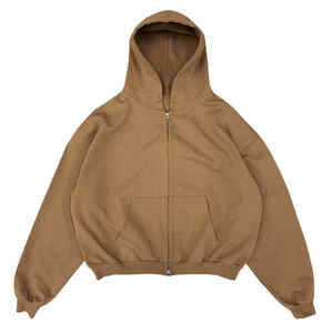 Sweat à capuche unisexe ample en tissu polaire avec fermeture éclair, 100% coton, logo personnalisé imprimé à l'écran, broderie, écologique, coupe-vent - Product Image 3