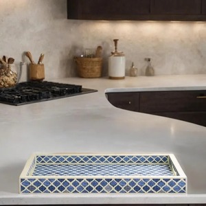 Bandeja de Servir Alimentos con Incrustaciones de Hueso Hecha a Mano, Estilo Moderno, de un Solo Nivel, para Baño y Uso Doméstico - Product Image 3
