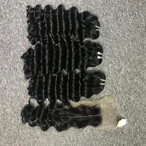 Vente en gros d'extensions de cheveux à double trame de couleur naturelle, bouclée profonde, noire vierge, ensemble complet de 3 faisceaux de teinture plus foncée - Product Image 5