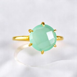 ชุดง่ามพลอยคาลซิโดนีทรงกลมชุบทองแหวนเงิน925 8มม. สำหรับผู้หญิงดีไซน์ล่าสุด - Product Image 1