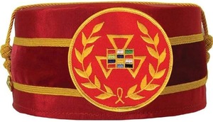 Chapeau de Grand Prévôt Chevalier Templier Maçonnique, violet, couronne, broderie à la main - Tissu violet, excellente qualité - Product Image 5