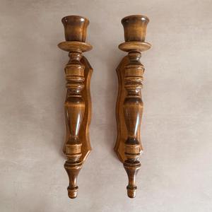 Elegant Wooden Candle <b>Sconces</b> Handmade Decorative Stylish <b>Wall</b> Mounted Artistic Unique Cozy Ambient <b>Lighting</b> - Product Image 1