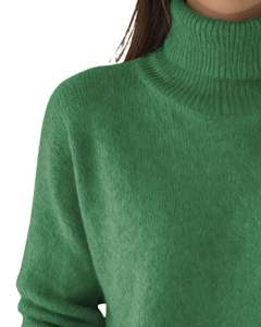 Pull à col roulé vert pour femme personnalisé, en laine et acrylique, tricoté, manches longues, chaud pour l'hiver, fabricant personnalisé, OEM, vente en gros - Product Image 3