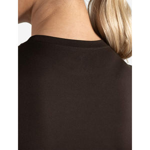 Vente chaude Espresso Femmes Gym T-shirt Extensible Pleine Longueur Manches Courtes Col Ras Du Cou Et Polyester Nouveau Casual Yoga Workout Tee - Product Image 4