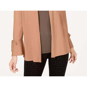 Cardigan da Donna Alfani Grande Colore Taupe con Stampa Floreale e Maniche Annodate, Decorazione con Bottoni per la Stagione Autunnale - Product Image 3