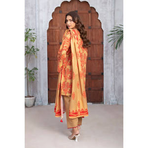 Ensemble 3 pièces WNS-52039 en coton Khaddar imprimé, Salwar Kameez pakistanais pour les festivals avec Dupatta, tenue festive indienne - Product Image 1