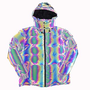 Chaqueta acolchada de arcoíris recortada cálida y ligera personalizada OEM para hombre, perfecta para ropa informal de invierno, chaquetas acolchadas para hombre - Product Image 3