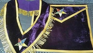 Ensemble tablier et collier maçonnique OES, broderie à la main, patron/matrone digne, violet, taille unique - Product Image 3