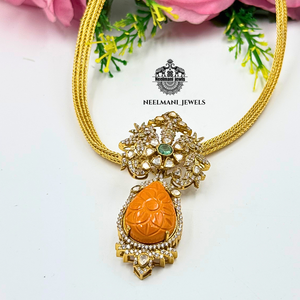 Coral 925 Silver Pendant Set for Women New Trendy Design Emerald Cut Diamond Zircon <b>Ruby</b> Pearl Material for Parties Weddings - Product Image 4