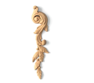 Solid Wood <b>Furniture</b> Legs with Floral Carving Onlays Wood Applique for <b>Kitchen</b> Cabinets & Home Decor - Product Image 2