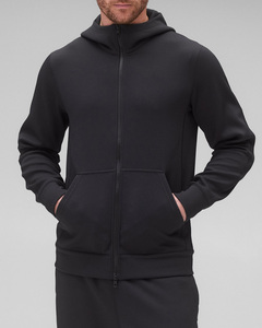 เสื้อมีฮู้ดแบบมีซิปสำหรับผู้ชายผ้าโพลีเอสเตอร์ผสมเสื้อมีฮู้ดระบายอากาศได้ดีมีโลโก้ตามสั่ง - Product Image 1