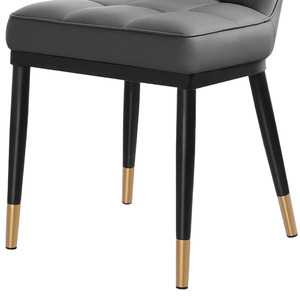 Silla de Comedor Nórdica Moderna de Madera Maciza en Gris Claro de Lujo, Tapizada en Cuero Sintético Impermeable para Hogar o Gimnasio - Product Image 2