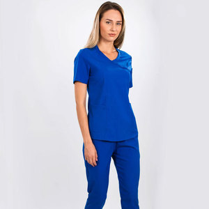 Uniforme de enfermera tejido personalizado con cuello en V de fabricantes de uniformes médicos femeninos de moda personalizado - Product Image 3
