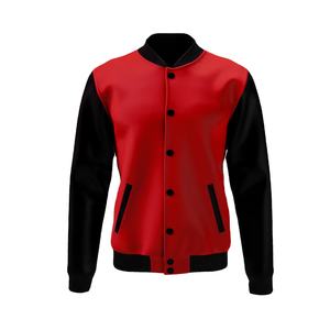 Veste bomber unisexe noire à manches longues, à rayures côtelées, avec boutons personnalisés, veste de baseball décontractée pour s'échauffer - Product Image 1
