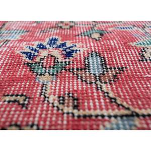 Tapis en laine noué à la main rouge-orange vintage, motif floral abstrait bohème classique, rectangulaire pour couloir et maison Pae-2095 pour salon - Product Image 3