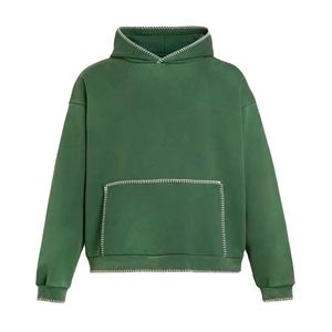 Sudadera con Capucha de Estilo Moderno, Lavado Ácido, Corte Holgado, Algodón Grueso, Sensación Suave, Elegante, Uso Diario Informal para Hombre - Product Image 1