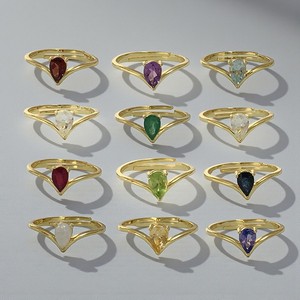 Tanzanite <b>Quartz</b> Gold Plated Pear Shape Gemstone <b>Rings</b> | 925 Sterling Silver Birthstone <b>Rings</b> for Women Wholesale - Product Image 2