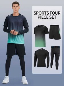 Conjunto personalizable de cuatro piezas sublimado 100% poliéster deportes kit secado rápido ligero fútbol uniforme de fútbol traje completo estampado - Product Image 2