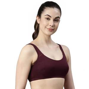 Sujetador deportivo para mujer hecho a medida al mejor precio 95% algodón 5% Spandex uva Color vino transpirable de una pieza patrón sólido desechable - Product Image 2