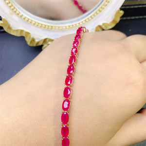 Bracciale Tennis in Argento Sterling S925 Placcato Oro Rosa per Donne, Stile Classico con Rubino Naturale e Perla d'Acqua Dolce, Bracciale Originale - Product Image 2