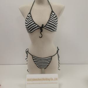 Custom 2025 European American New Fashion Sexy Small Love Handmade Crochet Women's <b>Bikini</b> 2 Piece <b>Set</b> 100% Cotton Logo Waist - Product Image 4