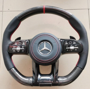 พวงมาลัยเมอร์เซเดส-เบนซ์ AMG ของแท้รุ่นใหม่ - ตกแต่งด้วยคาร์บอนไฟเบอร์, เย็บด้ายสีแดง, ติดตั้งง่ายแบบ Plug & Play - Product Image 1