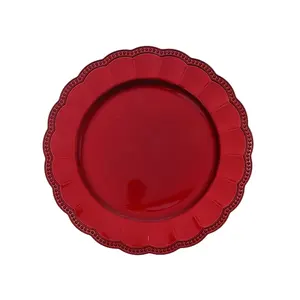 Glamorous Red Shiny Charger Plates Vajilla de boda y suministros de mesa de acento - Product Image 2