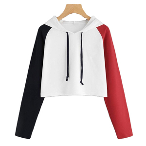 Sudadera con capucha de algodón 100% de alta calidad para mujer, Top corto estampado con logotipo frontal, gran relación calidad-precio - Product Image 3