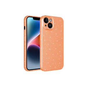 Funda Protectora de Silicona con Purpurina de Lujo Netzy para iPhone 14 Plus, Color Naranja Electrochapado para Chicas, Protección para Teléfono Móvil - Product Image 1
