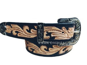 Ceinture en cuir occidental de haute qualité, fabrication artisanale, outillage et sculpture, cuir pleine fleur, ceinture de designer de qualité supérieure, ceintures de cow-boy - Product Image 2