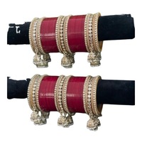 Ensemble de bracelets Kundan Jhumka faits à la main traditionnels, avec fils multi-perles, pour mariage indien, Haldi, Chuda Punjabi, bracelets de mariée tendance