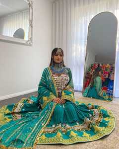 2025 Afghan Vintage Collection femmes lavable 2 pièces ensemble-longue robe pantalon taille naturelle dentelle bouton décor fermeture éclair - Product Image 6