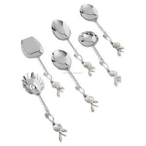 Wholesale Silver Handmade Serving Set Metal Salad <b>Server</b> for Restaurant Hotel Wedding Usage Manufactured by artisans - Product Image 3