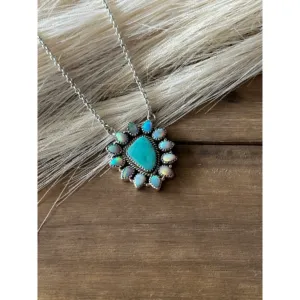 Collier artisanal en grappe de fleurs du sud-ouest, multi-pierres et argent sterling - Product Image 1