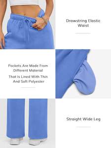 Pantalon de survêtement en éponge française surdimensionné pour femme, pantalon de survêtement ample à jambe droite, vêtements de sport, pantalon extensible pour femme - Product Image 4