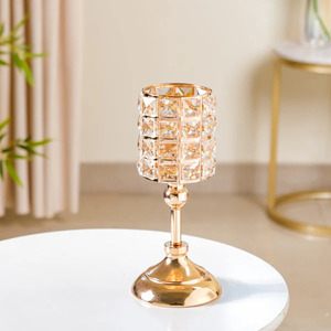 Luxury Gold Plated Metal & Crystal <b>Candle</b> Votive for Christmas Halloween Easter & <b>Wedding</b> Decor Tabletop Decor - Product Image 1
