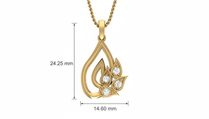 Women's 14K Gold & Natural Dainty Gold Leaf Motif Diamond Pendant - Product Image 2