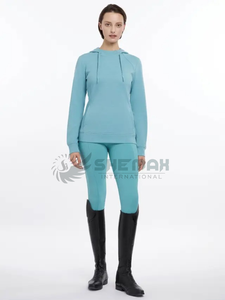 women equestrian <b>hoodie</b> with thumb holes and kangaroo pocket long sleeve athletic fit riding sweatshirt fleece lined for autumn - Product Image 4