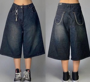 Personalizado de los hombres de cintura media estilo recto Casual verano Streetwear transpirable holgado Vintage peso pesado lavado pantalones cortos de mezclilla de punto - Product Image 4