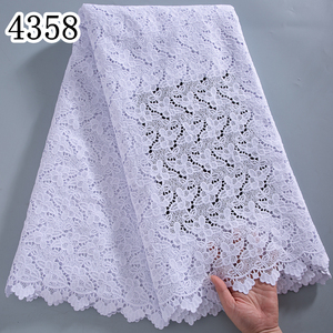 4358 blanc africain Guipure cordon dentelle tissus 2025 haute qualité <span class=keywords><strong>Soluble</strong></span> dans l'eau dentelle tissu broderie pour les femmes robes de mariée - Product Image 5