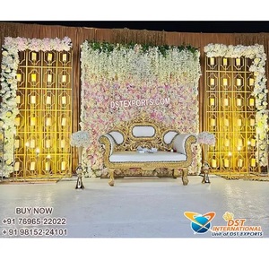 Fond de mur de bougie magique de mariage en métal doré, décor de mur de bougie pour événement de mariage, décor de mur de bougie étincelant pour mariage - Product Image 1