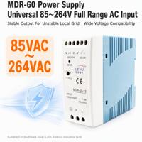 Alimentation à découpage sur rail DIN 60W 24V 12V 5V 48V Convertisseur AC/DC pour CCTV, PLC et contrôle industriel