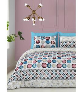 Sábana plana King Size con estampado dorado de algodón puro, 2 fundas de almohada, ropa de cama de lujo elegante y duradera de poliéster para un sueño cómodo - Product Image 1