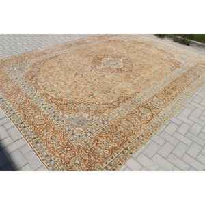 Alfombra Turca Vintage Extra Grande de 9.5x12.7 pies, Alfombra Marrón con Diseño de Puntos - Product Image 2